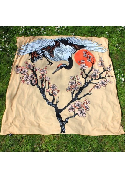 Japon Turnası ve Sakura Ağacı Wander Duvar Örtüsü Tapestry