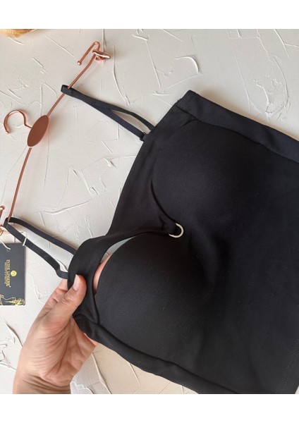 Chole Ithal Pamuklu Göğsü Cut-Out Halka Detaylı Ince Askılı Büstiyer/crop modelleri
