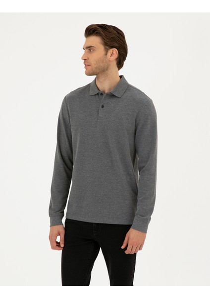 Pierre Cardin Erkek Antrasit Melanj Slim Fit Basic Sweatshirt 50294438-VR081