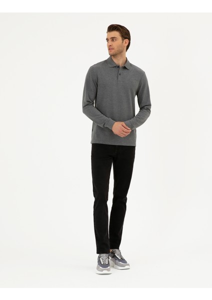 Pierre Cardin Erkek Antrasit Melanj Slim Fit Basic Sweatshirt 50294438-VR081