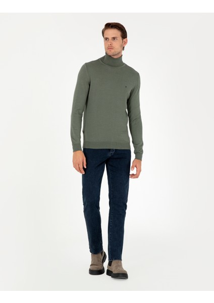 Pierre Cardin Erkek Duman Slim Fit Balıkçı Yaka Basic Triko Kazak 50296602-VR210