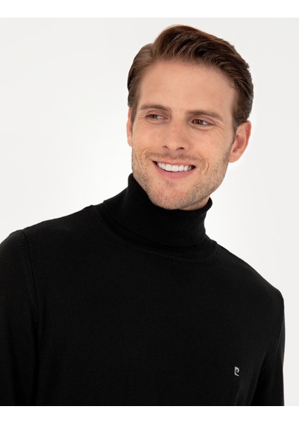 Erkek Siyah Slim Fit Balıkçı Yaka Basic Triko Kazak 50296602-VR046 fiyatları