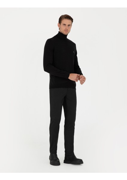Erkek Siyah Slim Fit Balıkçı Yaka Basic Triko Kazak 50296602-VR046 fırsatları