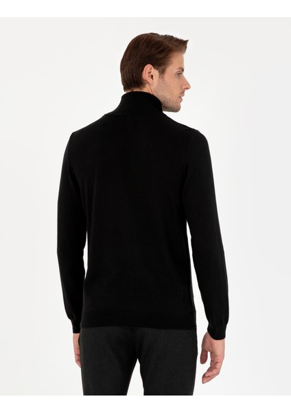 Erkek Siyah Slim Fit Balıkçı Yaka Basic Triko Kazak 50296602-VR046 indirimleri