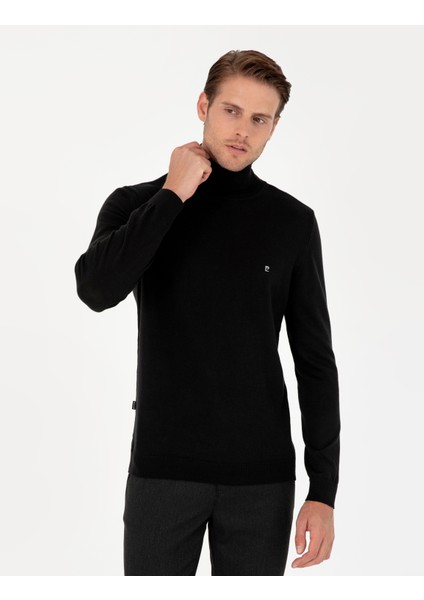 Pierre Cardin Erkek Siyah Slim Fit Balıkçı Yaka Basic Triko Kazak 50296602-VR046