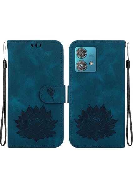 Motorola Kenar 40 Neo Kabartma Lotus Çiçek Kickstand Manyetik Için Flip Case (Yurt Dışından)