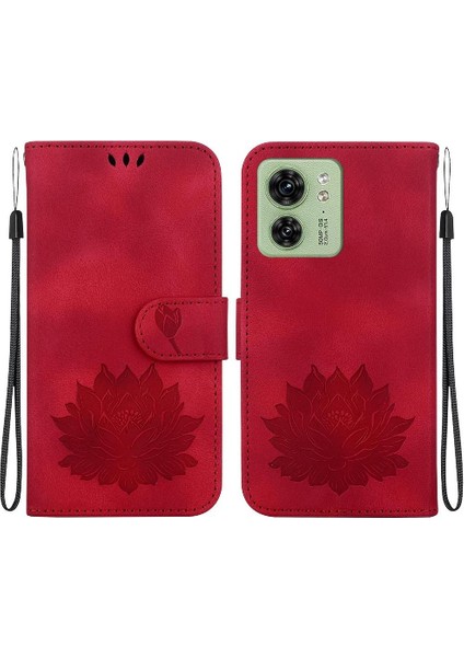 Motorola Kenar 40 Cüzdan Kickstand Kabartma Lotus Çiçek Için Flip Case (Yurt Dışından)