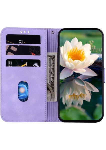 Onur 90 Pro Cüzdan Kabartma Lotus Çiçek Kickstand Için Flip Case (Yurt Dışından)