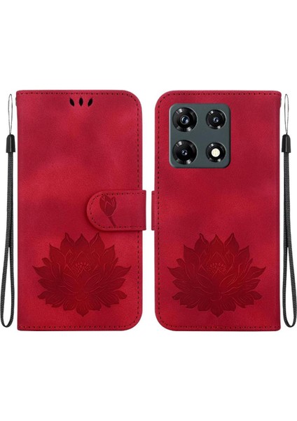 Infinix Not 30 Pro Manyetik Kabartma Lotus Çiçek Cüzdan Için Flip Case (Yurt Dışından)