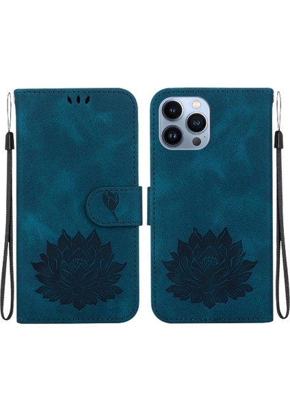 IPhone 11 Için Flip Case Pro Kickstand Manyetik Kabartma Lotus Çiçek (Yurt Dışından)