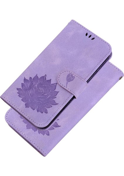IPhone 13 Için Flip Case Pro Max Kabartma Lotus Çiçek Manyetik Kickstand (Yurt Dışından)