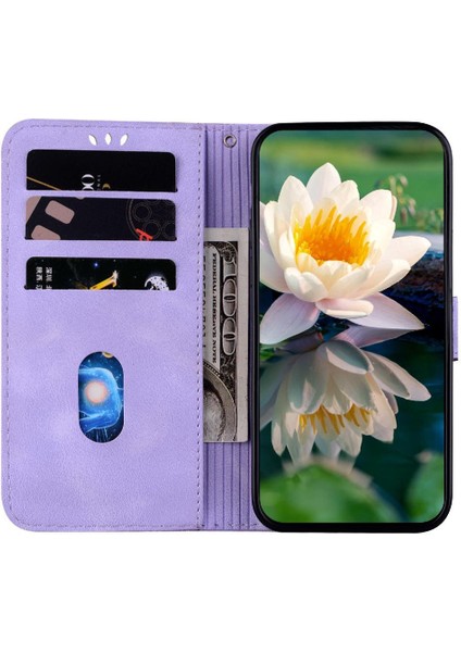 IPhone 13 Için Flip Case Pro Max Kabartma Lotus Çiçek Manyetik Kickstand (Yurt Dışından)