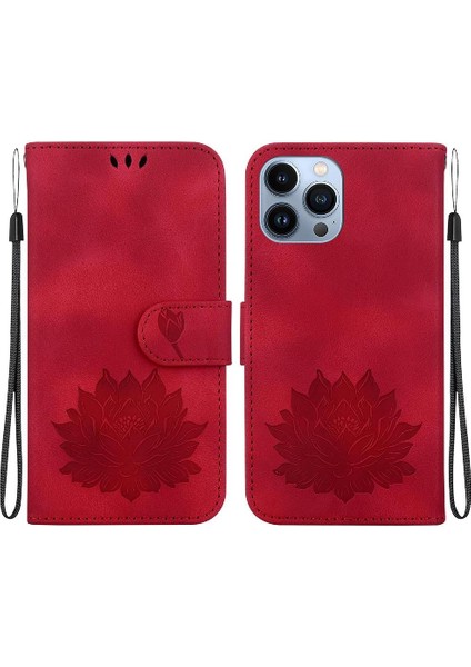 IPhone 11 Için Flip Case Pro Max Manyetik Cüzdan Kickstand Kabartma Lotus (Yurt Dışından)