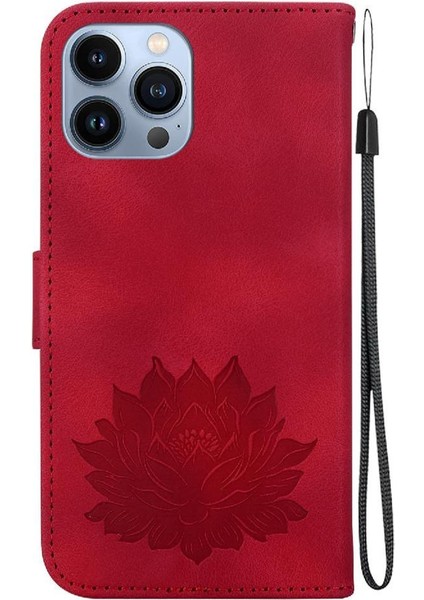 IPhone 15 Için Flip Case Pro Cüzdan Kabartma Lotus Çiçek Manyetik (Yurt Dışından)