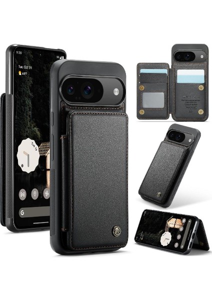 Google Piksel 9/9 Pro Kart Tutucu Kickstand Pu Deri Rfıd Için Flip Case (Yurt Dışından)