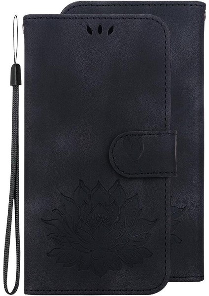 IPhone 13 Için Flip Case Pro Max Kabartma Lotus Çiçek Manyetik Kickstand (Yurt Dışından)