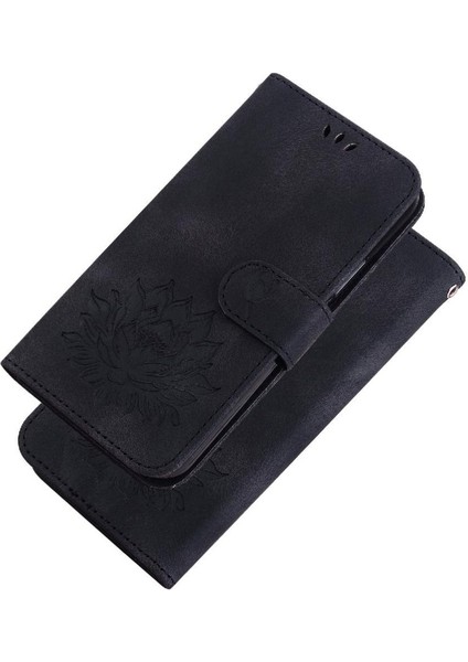 IPhone 13 Için Flip Case Pro Max Kabartma Lotus Çiçek Manyetik Kickstand (Yurt Dışından)
