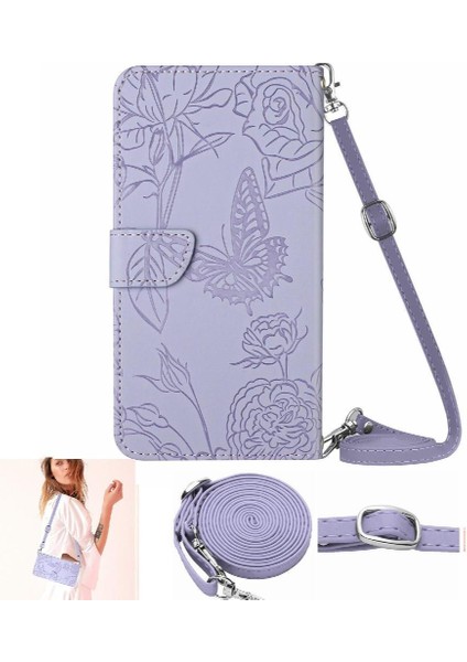 Kart Tutucu ve Uzun Kayış ile Oppo RENO12 Pro 5g Deri Cüzdan Için Kılıf (Yurt Dışından)