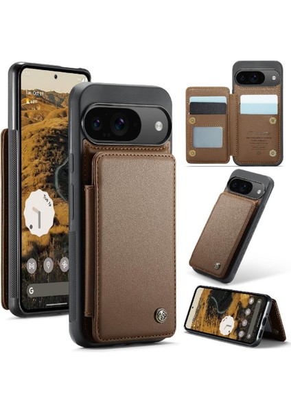 Google Piksel 9 Için Flip Case Rfıd Engelleme Kart Tutucu Kickstand Pu Ince (Yurt Dışından)