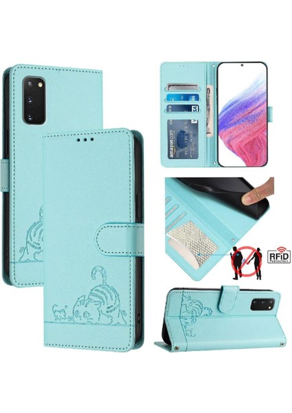 Samsung Galaxy S20 Kart Yuvası Tutucu Için Kickstand Kedi Rfıd Cüzdan (Yurt Dışından)