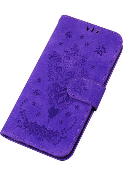 Samsung Galaxy A06 Kabartma Gül Çiçekler Için Kılıf Kickstand Cüzdan Kılıf Kartı (Yurt Dışından)