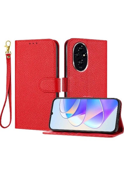 Onur Için Telefon Kılıfı 200 Pu Deri Cüzdan Litchi Desen Flip Folio Kart (Yurt Dışından)