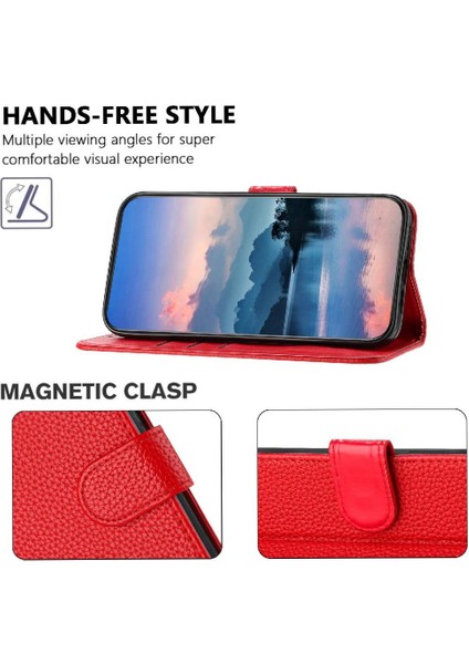 Onur Için Telefon Kılıfı 200 Pu Deri Cüzdan Litchi Desen Flip Folio Kart (Yurt Dışından)
