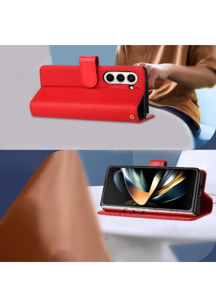 Samsung Galaxy Z Için Telefon Kılıfı Fold 6 Cüzdan Pu Deri Litchi Desen (Yurt Dışından) fırsatları