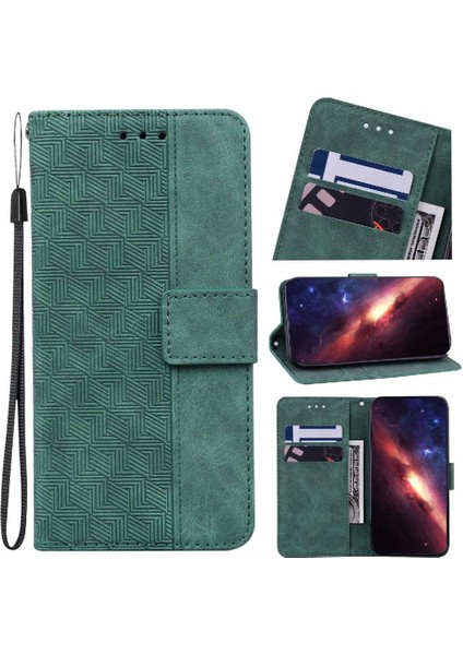 Onur X6B Flip Folio Premium Pu Deri Için Flip Case Geometrik Kabartmalı (Yurt Dışından)