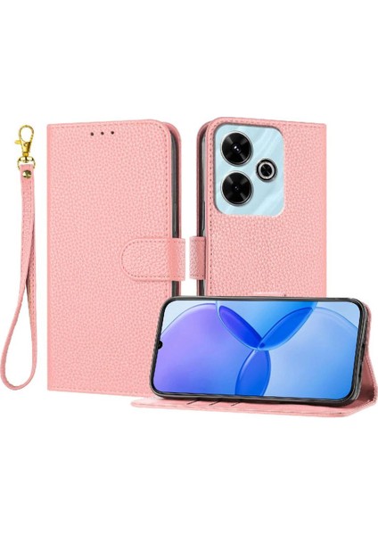 Telefon Kılıfı Için Xiaomi Poco M6 4g Litchi Desen Flip Folio Kart Yuvaları Pu (Yurt Dışından)