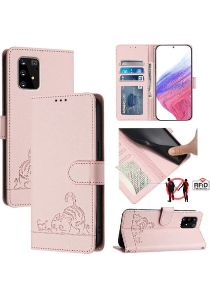 Samsung Galaxy S10 Lite Kedi Rfıd Cüzdan Kapak Çevirin Kart Yuvası (Yurt Dışından)