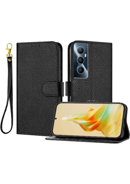 Realme C65 4g Için Telefon Kılıfı Cüzdan Flip Folio Pu Deri Litchi Desen (Yurt Dışından)