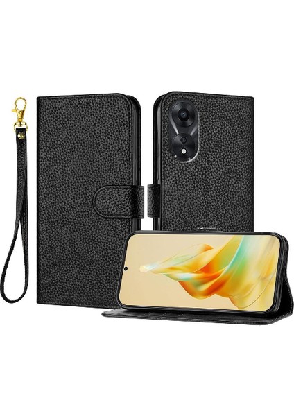 Oppo A78 4g Kart Yuvaları Için Telefon Kılıfı Tutucu Litchi Desen Cüzdan Flip Pu (Yurt Dışından)