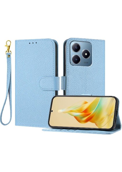 Realme C63 4g Için Telefon Kılıfı Pu Deri Cüzdan Flip Folio Litchi Desen (Yurt Dışından)