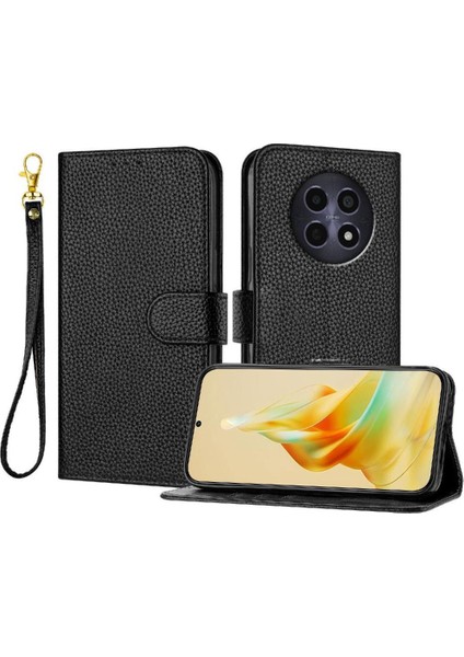 Realme 12 5g Flip Folio Litchi Desen Pu Deri Cüzdan Için Telefon Kılıfı (Yurt Dışından)