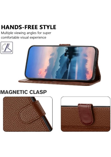 Realme 12 5g Flip Folio Litchi Desen Pu Deri Cüzdan Için Telefon Kılıfı (Yurt Dışından) indirimleri