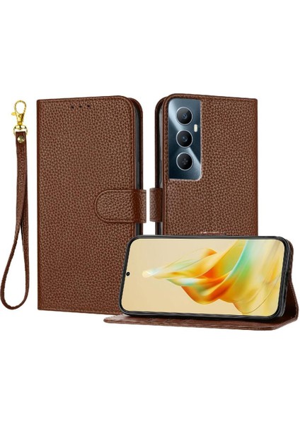 Realme C65 4g Için Telefon Kılıfı Cüzdan Flip Folio Pu Deri Litchi Desen (Yurt Dışından)