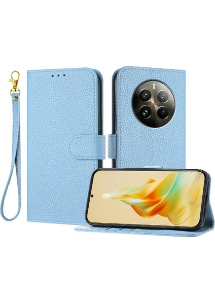 Realme Için Telefon Kılıfı 12 Pro Artı Flip Folio Litchi Desen Cüzdan Kart Pu (Yurt Dışından)