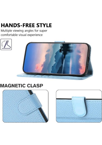Realme Için Telefon Kılıfı 12 Pro Artı Flip Folio Litchi Desen Cüzdan Kart Pu (Yurt Dışından)