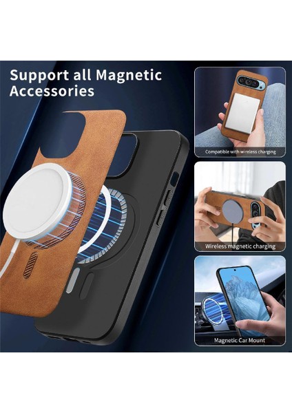 Google Piksel 9 Pro Magsafe Araba Bağlar Için Flip Case Ince Kablosuz Şarj (Yurt Dışından)