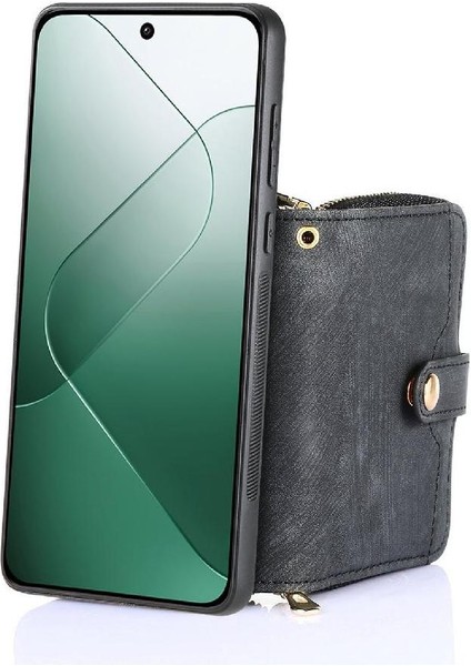 Xiaomi 14 Için Kılıf Pro Premium Deri Standı Ayarlanabilir Kordon 7 Kart (Yurt Dışından)