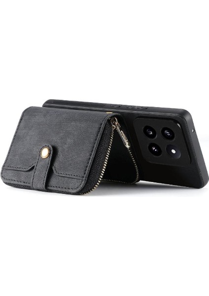 Xiaomi 14 Için Kılıf Pro Premium Deri Standı Ayarlanabilir Kordon 7 Kart (Yurt Dışından)