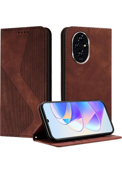 Onur Için Kılıf 200 Pro Manyetik Folio Kapak Cüzdan Kickstand Kart Yuvaları Pu (Yurt Dışından)
