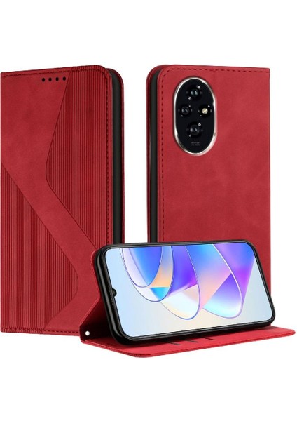 Onur Için Kılıf 200 Pro Manyetik Folio Kapak Cüzdan Kickstand Kart Yuvaları Pu (Yurt Dışından)