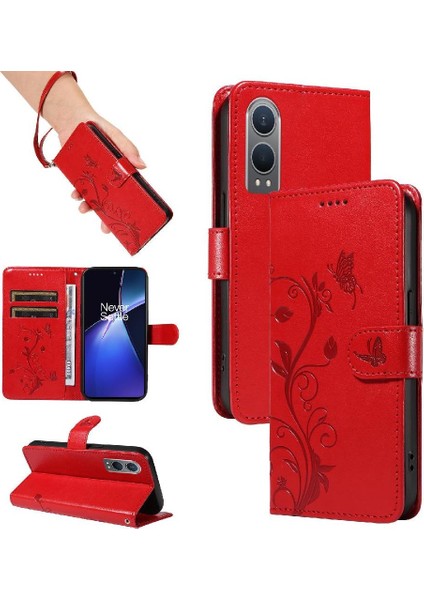 Oneplus Nord Ce4 Lıte 5g Cüzdan Telefon Kılıfı Için Kılıf Kabartmalı Kelebek (Yurt Dışından)