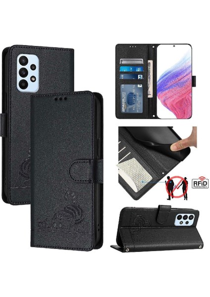 Samsung Galaxy M23 5G/M13 4g Kedi Rfıd Kart Yuvası Tutucu Kickstand (Yurt Dışından)