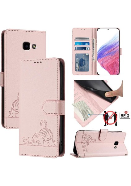 Samsung Galaxy A5 2017 Kart Yuvası Tutucu Için Kickstand Cüzdan Flip Kedi (Yurt Dışından)