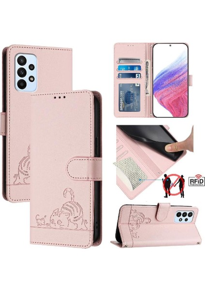Samsung Galaxy M23 5G/M13 4g Kedi Rfıd Kart Yuvası Tutucu Kickstand (Yurt Dışından)