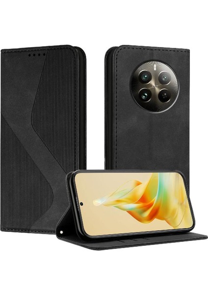 Realme Için 12 Pro Artı 5g Manyetik Kart Yuvaları Tutucu Folio Kapak Pu (Yurt Dışından)