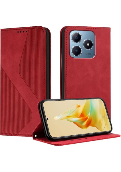 Realme C63 4g Manyetik Pu Deri Için Kılıf Folio Kapak Cüzdan Kickstand (Yurt Dışından)